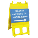 G&aring;ende h&auml;nvisning till andra sidan / sn&ouml;rasvarning