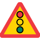 Varningsmärke, flerfärgssignal-trafikljus